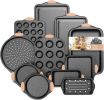 11-Piece Baking Pans Set, Nonstick Bakeware Sets, Oven Pans for Baking with Silicone Handles, Includes Cookie Sheet, Cake Pans, Loaf Pan, Pizza Pan