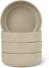 Basics Glazed Stoneware Bowls, 4-Piece Set, Microwave and Dishwasher-Safe, 5.5 in., Linen Gray