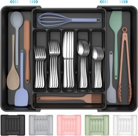 Extra Large Expandable Silverware Organizer, BPA-Free Food-Safe Cutlery Flatware Organizer, Kitchen Utensil Drawer Organizer