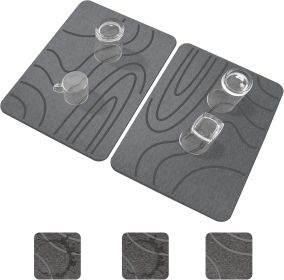 Stone Drying Mat for Kitchen Counter,2 Pack 16''x12'' Quick Dish Drying Stone Mat Kitchen,Double-sided Diatomaceous Earth Stone Drying Mat