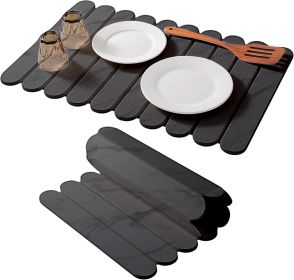 24"×16" Grey Stone Dish Drying Mats for Kitchen Counter