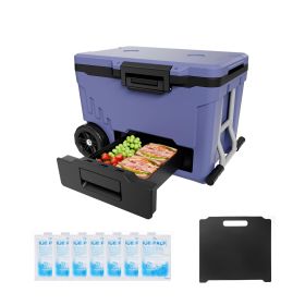 Hard Cooler, 45QT Portable Rolling Cooler with Wheels, Leak-Resistant Coolbox Keeps Contents Cool for 48 Hours, Ice Retention Insulated Chests