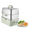 Electric Food Steamer 13.7 QT 2-Tier Stainless Steel for 3-6 Servings, 1500W Vegetable & Meal Steamer for Cooking with 9 Pre-Programmed Settings
