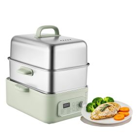 Electric Food Steamer 13.7 QT 2-Tier Stainless Steel for 3-6 Servings, 1500W Vegetable & Meal Steamer for Cooking with 9 Pre-Programmed Settings