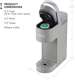 Single Serve K-Cup Pod Coffee Maker, 6 to 12oz Brew size, with Cord Storage, Perfect for Small Spaces, Studio Gray