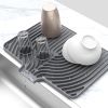 Silicone Drying Mat for Kitchen Counter , Dish Drying Rack Matt with Built in Drain