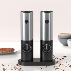 Electric Salt & Pepper Grinder Set,  USB-C Rechargeable with LED Light & Charging Dock, 5 Adjustable Coarseness Settings