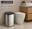 Stainless Steel Automatic Sensor Trash Can, Touch-Free Motion Activated Waste Bin with Sealed Lid