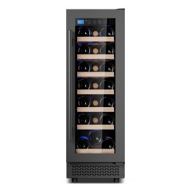 11.6-inch wide, 22 cubic foot capacity, built-in refrigerator, single-door glass beverage cooler (black)
