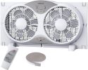Window Fan with Reversible Airflow Quiet, Twin 9" Blades, Full Remote Control, 3 Functions-3 Speeds, Bathroom Kitchen Window Exhaust Fan