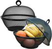 Fruit Basket With Lid - Decorative Fruit Bowl Metal Wire Basket Covered Fruit Bowl Strainer For Fruits Vegetables Fruit Display Stand Keeps Flies Out