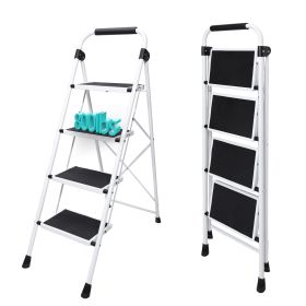 48 Inch Iron Stepstool, 4 Folding Stepstool with Non-Slip Pedals and Comfortable Handrails