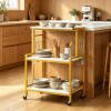 3-Tier Rolling Microwave Cart Kitchen Storage Organizer with Power Outlet Lockable Wheels And 10 Hooks for Kitchen