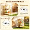 3-Tier Rolling Microwave Cart Kitchen Storage Organizer with Power Outlet Lockable Wheels And 10 Hooks for Kitchen