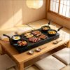 1000W Electric Grill Griddle Nonstick Pancake Woks And Wooden Spatulas Set for Kitchen