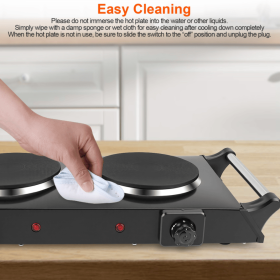 2000W dual-burner electric heating plate with 5-stage temperature adjustment (200°C–500°C)