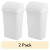 (2 pack)Kitchen Trash Can, 13 Gallon Plastic Garbage Bin with Swing Top Lid, White