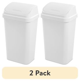 (2 pack)Kitchen Trash Can, 13 Gallon Plastic Garbage Bin with Swing Top Lid, White