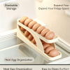 Auto Rolling Egg Holder Dispenser 15 Eggs Capacity Space Saving Fridge Egg Storage Tray HIPS Material Slide Design Refrigerator Kitchen Countertop Egg