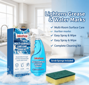 Multi-Surface Household Care Spray Kit, Kitchen Grease & Water Mark Reducing Cleaner with Scrub Sponge, All Room Daily Maintenance Supplies