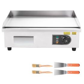 Commercial Electric Griddle, 21.06 x 11.81 inch, 3200W, 122-570 Fahrenheit Adjustable Temp Control, Stainless Steel Body, Full Flat, with 2 Spatulas