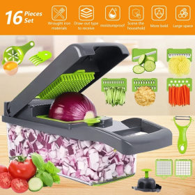 16-In-1 Kitchen Fruit Vegetable Slicer Cutter Food Onion Veggie Dicer Chopper