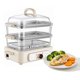 Electric Food Steamer 10.6 QT Glass with 3-Tier Stainless Steel Trays, 1200W Vegetable Steamer for Cooking, 2-4 Servings, Pre-Programmed Settings