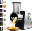 Electric Cheese Grater 7 in 1, Stainless Steel Salad Shooter, Food Slicer Shredder Chopper with Rotary Switch, 300W