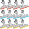 12 Pack Stainless Steel Chip Bag Clips Covered with Silicone - NO More Sharp Edges - Color Coded for Food Bags - Air Tight Seal