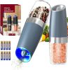 Gravity Electric Salt and Pepper Grinder Set Automatic Salt and Pepper Grinder Set with LED Light, Battery Operated, Adjustable Coarseness