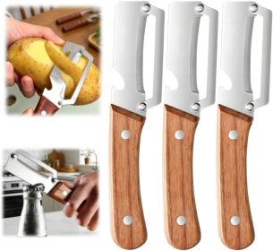Multi-Functional Vegetable Peeler fo Kitchen: 2 in 1 Stainless Steel Peeler with Wooden Handle and Bottle Opener - Peelers for Potato Pumpkin Papaya Z