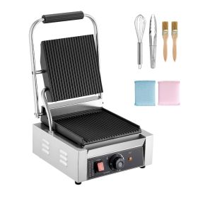 Commercial Panini Grill, 1800W Electric Sandwich Panini Maker, Stainless Steel Sandwichs Press Grill with Handle and Temp Control