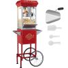 Popcorn Maker with Cart, 850W Popcorn Popper Machine, 8 Oz Kettle Makes 48 Cups per Batch, Popcorn Maker Equipped with Tempered Glass