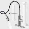Kitchen Faucet - Spring Kitchen Sink Faucet with 3 Modes Pull Down Sprayer, Single Handle&Deck Plate for 1or3 Holes