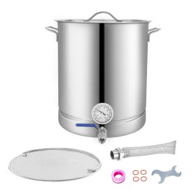 Stainless Steel Kettle, 16 GALLON Brewing Pot, Tri Ply Bottom for Beer, Brew Kettle Pot, Home Brewing Supplies Includes Lid, Handle, Thermometer