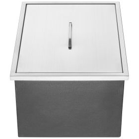 Drop in Ice Chest, 22"L x 17"W x 12"H Stainless Steel Ice Cooler, Commercial Ice Bin with Cover, 40 qt Outdoor Kitchen Ice Bar