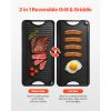 Reversible Grill/Griddle, 20x10 inch Pre-Seasoned Cast Iron Griddle, Portable Rectangular Pan with Handle