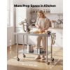 Stainless Steel Work Table, 24x48 inch Food Prep Table with Wheels, Commercial Kitchen Workstation with Adjustable Undershelf