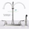 Two-Handle Kitchen Faucet with Pull-Out Side Sprayer, 360 Swivel 304 Stainless steel, 4-hole 8 inch installation, Brushed Nickel
[Unable ship weekends