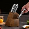 Kitchen Knife Set with Block and Sharpener, 15 Piece German High Carbon Stainless Steel Sharp Knife Set, Kitchen Cutlery with Ergonomic Handle