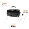 1-Burner Black Propane Gas 17.5" Portable Tabletop Grill, with Removable Lid