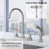 Two-Handle Kitchen Faucet with Pull-Out Side Sprayer, 360 Swivel 304 Stainless steel, 4-hole 8 inch installation, Brushed Nickel
[Unable ship weekends