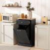 Free Standing Kitchen Trash Bin Cabinet, Black, Trash Can Holder with Drawer