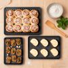 Nonstick Cookie Sheets for Baking with Cooling Rack Set of 4, 0.8mm Thick Heavy Duty Baking Sheets for Oven, Half/Quarter/Jelly Roll Pans Oven Trays