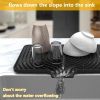 Silicone Drying Mat for Kitchen Counter , Dish Drying Rack Matt with Built in Drain