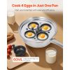 Egg Poacher Pan, 4-Cup Poached Egg Maker, Stainless Steel Poaching Pan and Frying Skillet, with 4 Nonsitck Detachable Large Cups, Lid