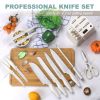 Knife Set for Kitchen with Block, 15 Pcs High Carbon Stainless Steel Kitchen Knife Set with Self Sharpening - White