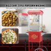 Popcorn Maker with Cart, 850W Popcorn Popper Machine, 8 Oz Kettle Makes 48 Cups per Batch, Popcorn Maker Equipped with Tempered Glass