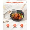 17 Piece Pots and Pans Set Nonstick, Granite Cookware Set, Induction Cookwares, Kitchen RV Cooking Sets with Frying, Sauce, Saute, Tempered Glass Lids