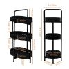 3 Tiers Tray Tables Paper Rope Woven Side Table, Bedroom Storage Furniture,Crafted From Paper Rope In Neutral Shades For Living Room Kitchen(Black)